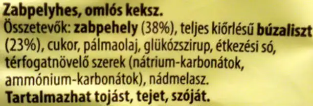 Győri Édes Oat Bites Mini Original ingredients label