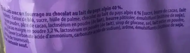 Milka 2x260g choco pause lot ingredients label