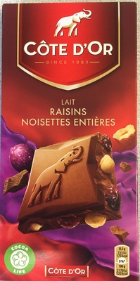 Lait Raisins Noisettes entières