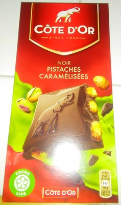 Chocolat noir aux pistaches entières caramélisées