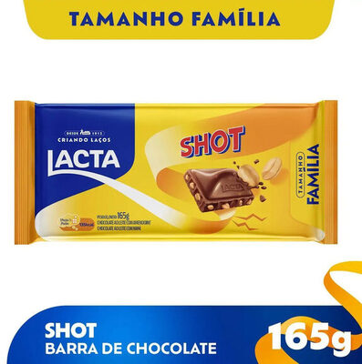 Chocolate Ao Leite Com Amendoim Lacta Shot Pacote 165g Tamanho Família