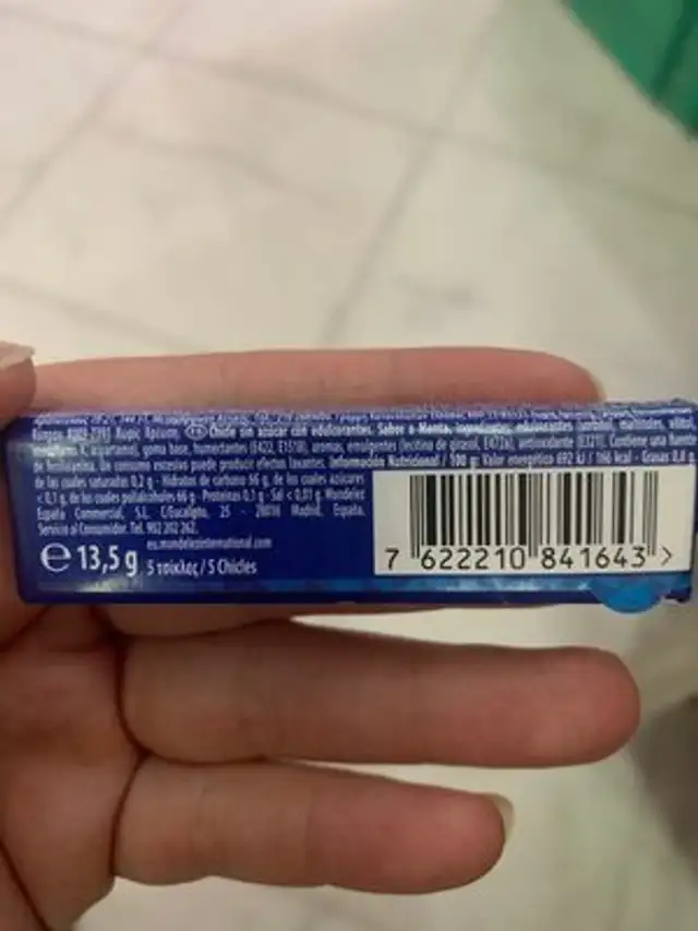 Chicle ingredients label