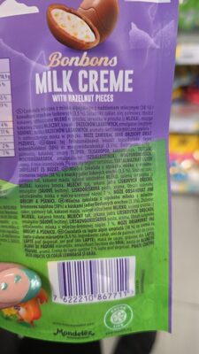 Bonbons MILK CREME ingredients label