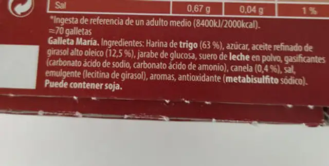 Fontaneda ingredients label