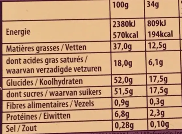L'Oeuf coque Lait nutrition facts table
