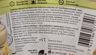 Vanilla Flavoured Cream ingredients label