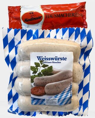 Weisswurst mit Hausmachersenf (3x 4 Stück & 3x 2 Senfbeutel) front packaging