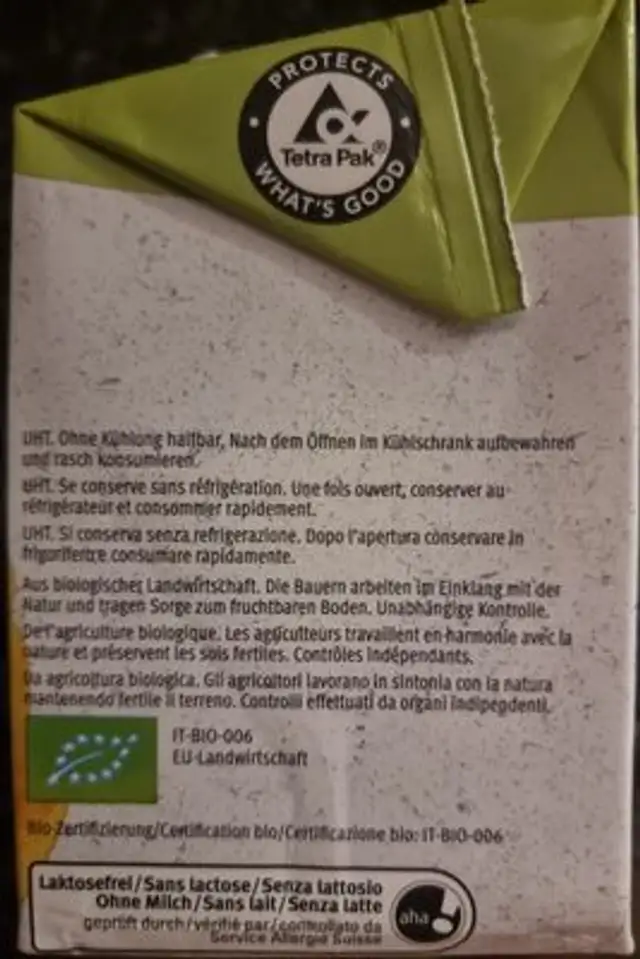 Oat drink Barista nutrition facts table