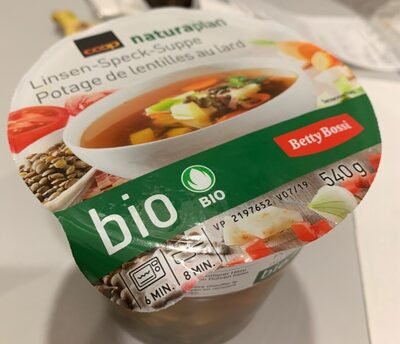 Potages de lentilles au lard