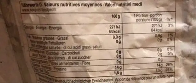 Shrimp Cocktail nutrition facts table