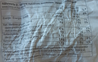 Pain rustique bio nutrition facts table