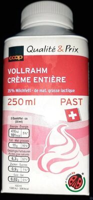 Crème entière front packaging