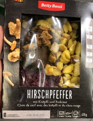 Civet de cerf avec des knöpfli et du chou rouge