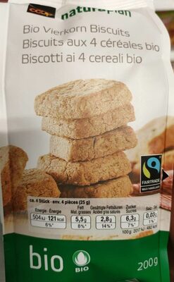 Biscuits aux 4 céréales bio front packaging