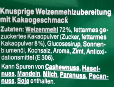 Choco Shells ingredients label