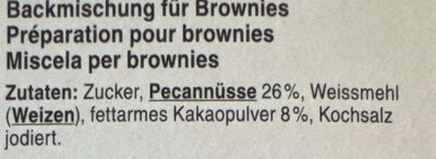 Brownies ingredients label