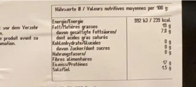 Craft Sharing Platte Chili nutrition facts table