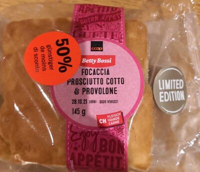 Focaccia prosciutto cotto & provolone front packaging