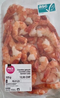 Crevettes cuites front packaging