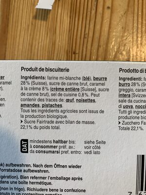 Bio Shortbread - caramel salé ingredients label