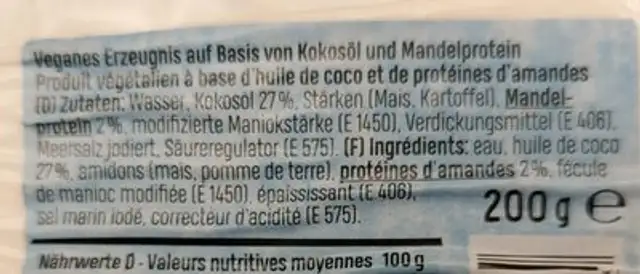 White Greek ingredients label