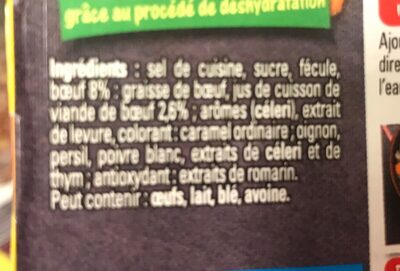 Bouillon KUB degraissé ingredients label