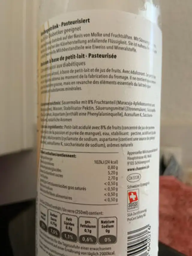 Chäserei Molke ingredients label
