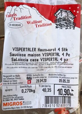 Saucisse maison Vispertal