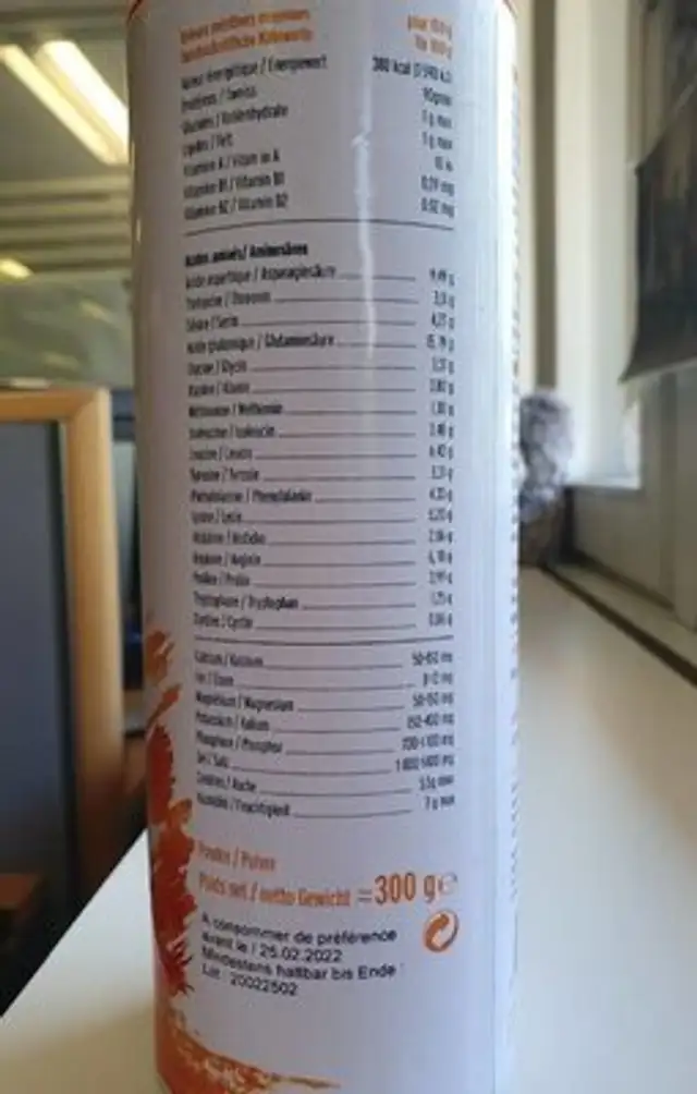 Protéines de soja nutrition facts table