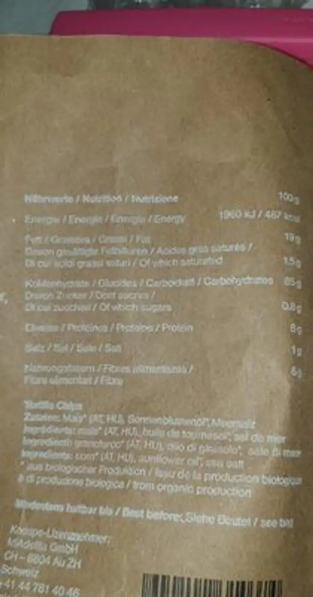 Stone Ground Chips nutrition facts table