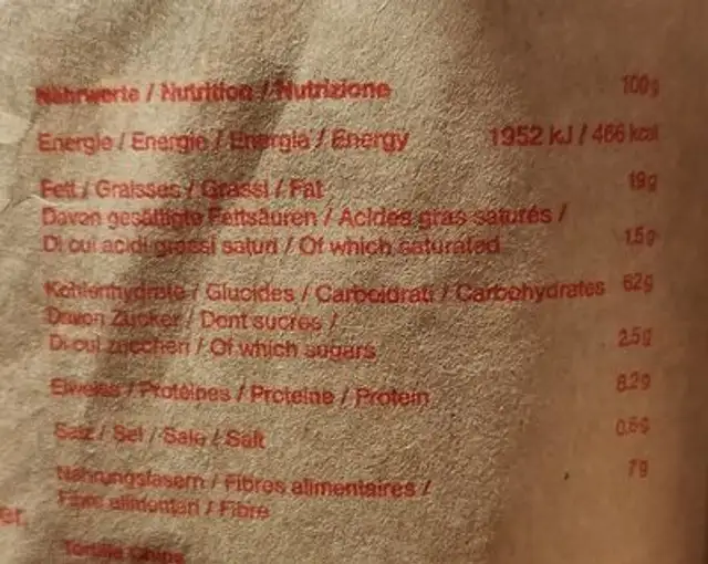 Stone Ground Chips Paprika nutrition facts table