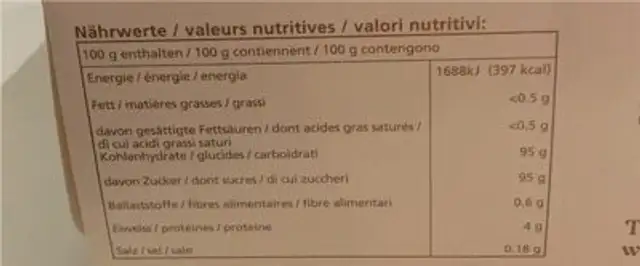 Meringue de gruyeres nutrition facts table