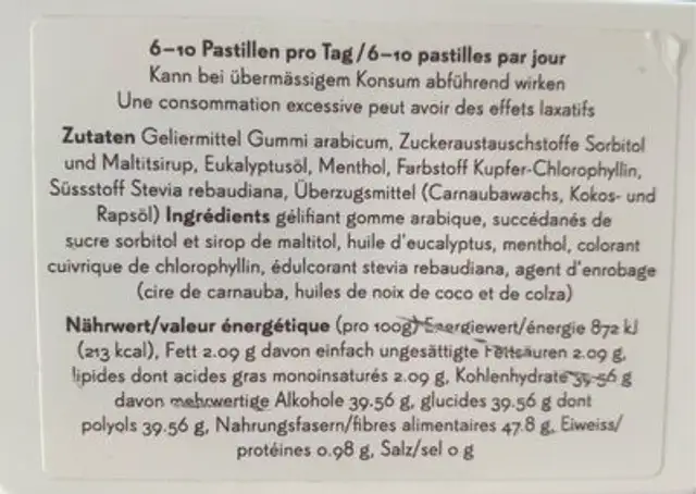 Eucalyptus nutrition facts table