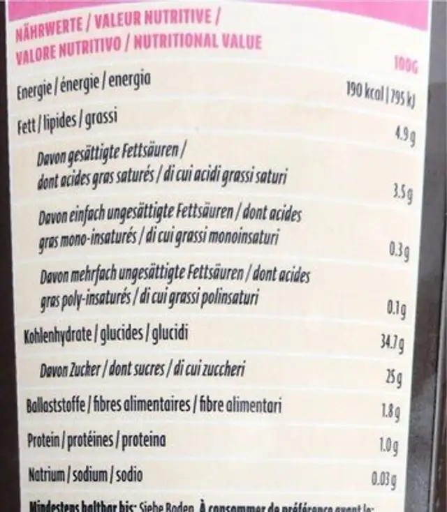 Chocolate-ChipBio Vegan nutrition facts table