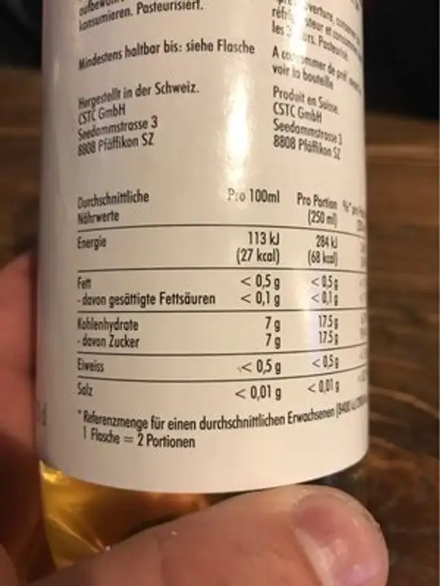 Schorle pomme nutrition facts table