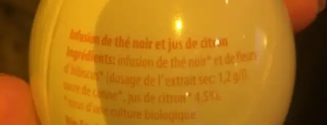 Bio tea ingredients label