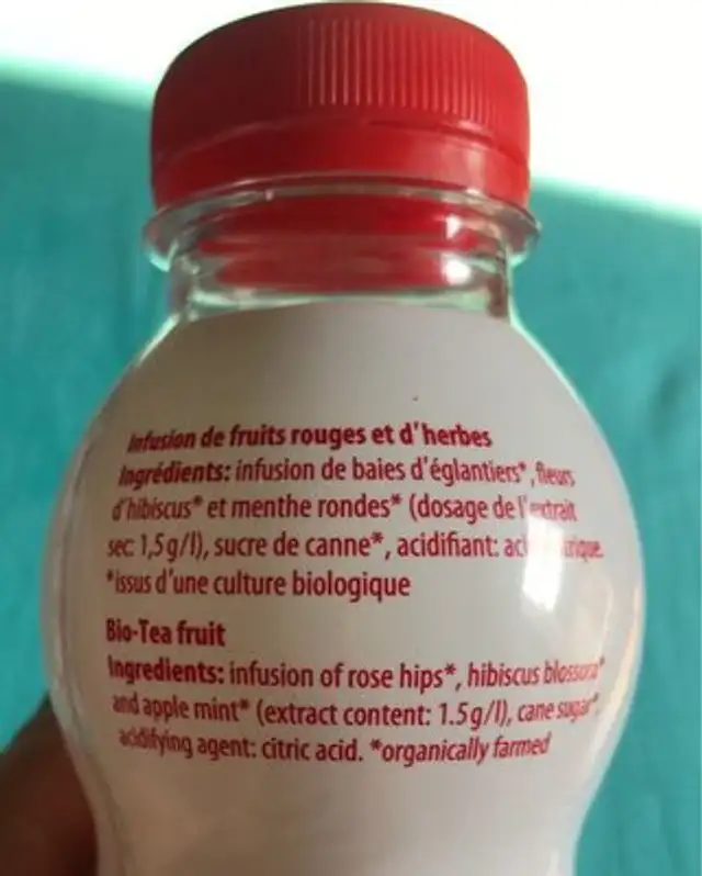 Infusion bio tea fruits rouges et herbes ingredients label