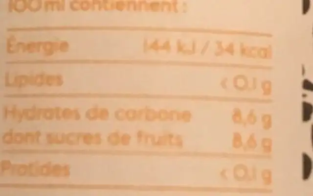 Pom Pom Gimger nutrition facts table