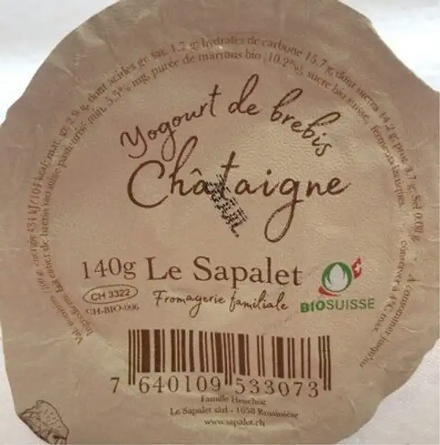Yogourt au lait de brebis châtaigne nutrition facts table