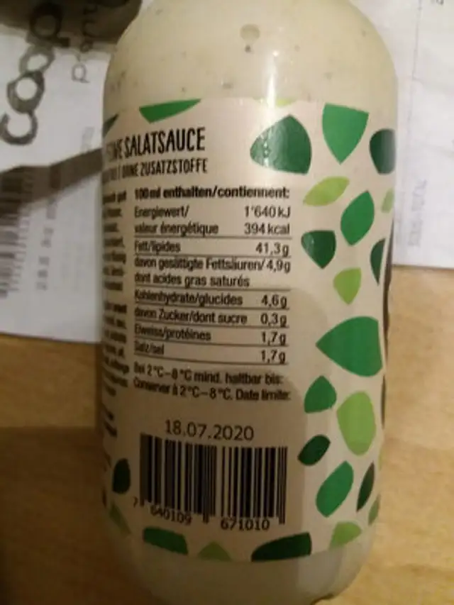 Say Salad Creamy Dressing nutrition facts table