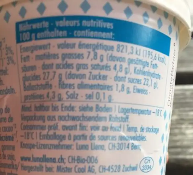 Schoco-Chips nutrition facts table