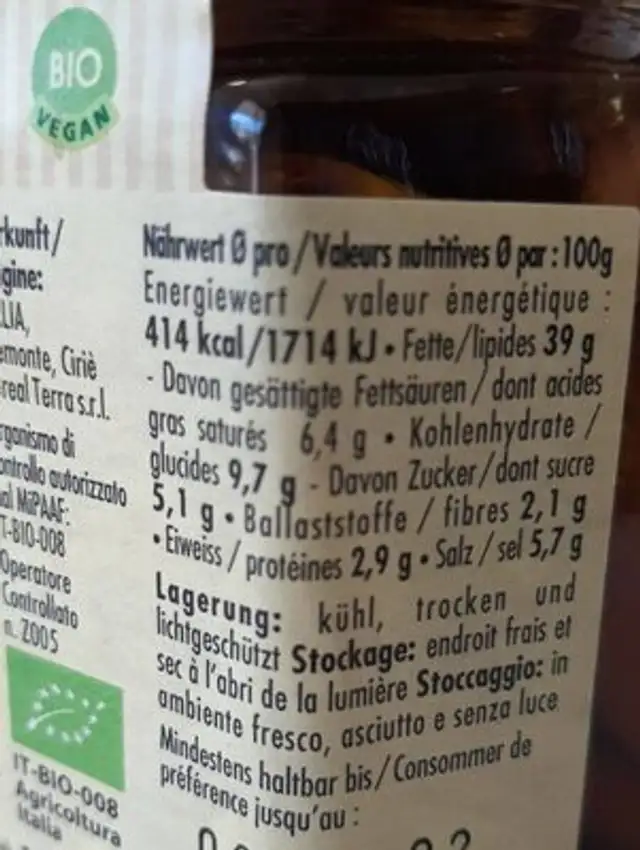 Pomodori Secchi in Olio Extravergine di Olivia nutrition facts table