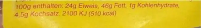 Knobli pantli nutrition facts table