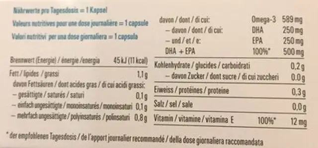 axamine vitality omega 3 nutrition facts table