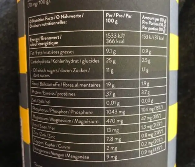 Craft Shake Powder, Protein + Guarana nutrition facts table