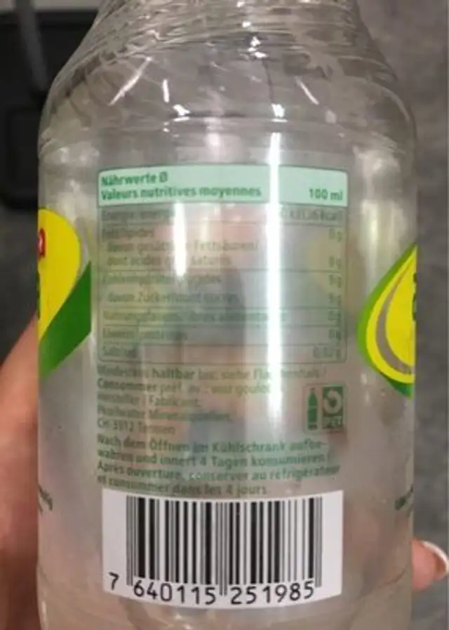 Aquina citron nutrition facts table
