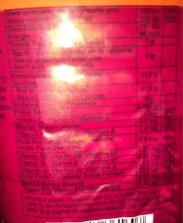 Relax jus multivitamin nutrition facts table