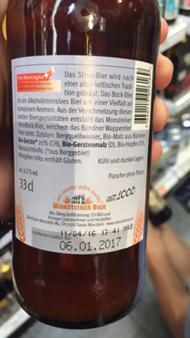 Monsteiner SteinBock ingredients label
