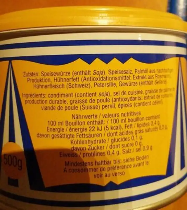 Dowa boullion poule nutrition facts table