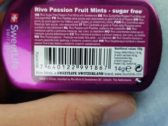 14G Pastilles Sans Sucre Fruit Passion ingredients label